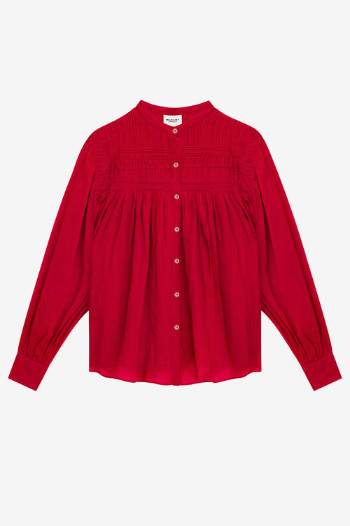 Plalia gathered cotton voile blouse - Red - Woman