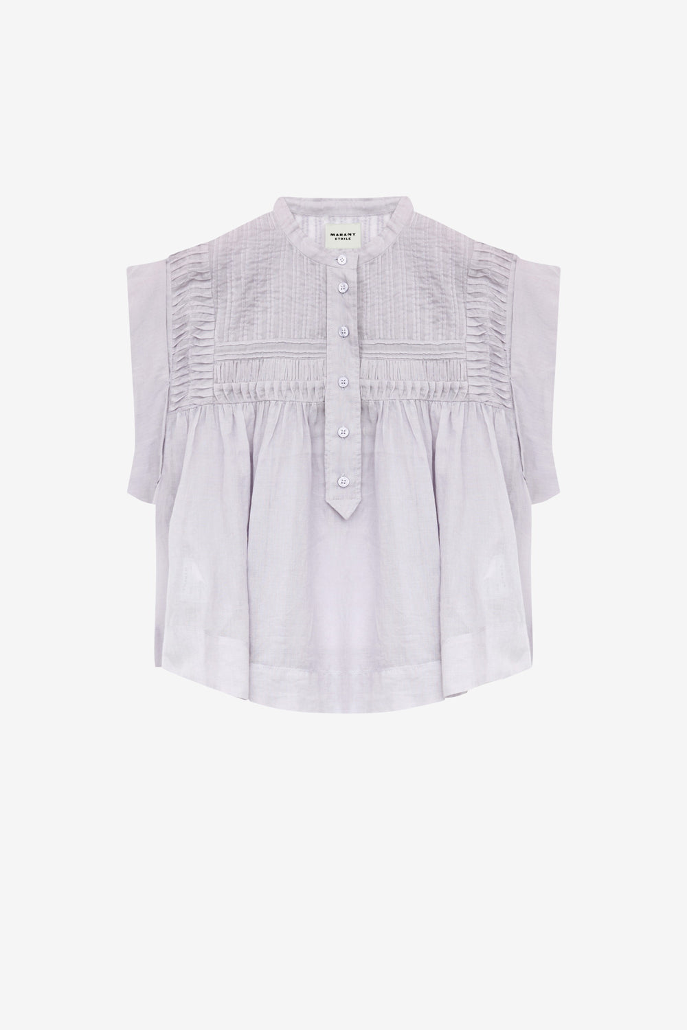 Leaza pleated cotton voile top - Baby lilac - Woman - 1