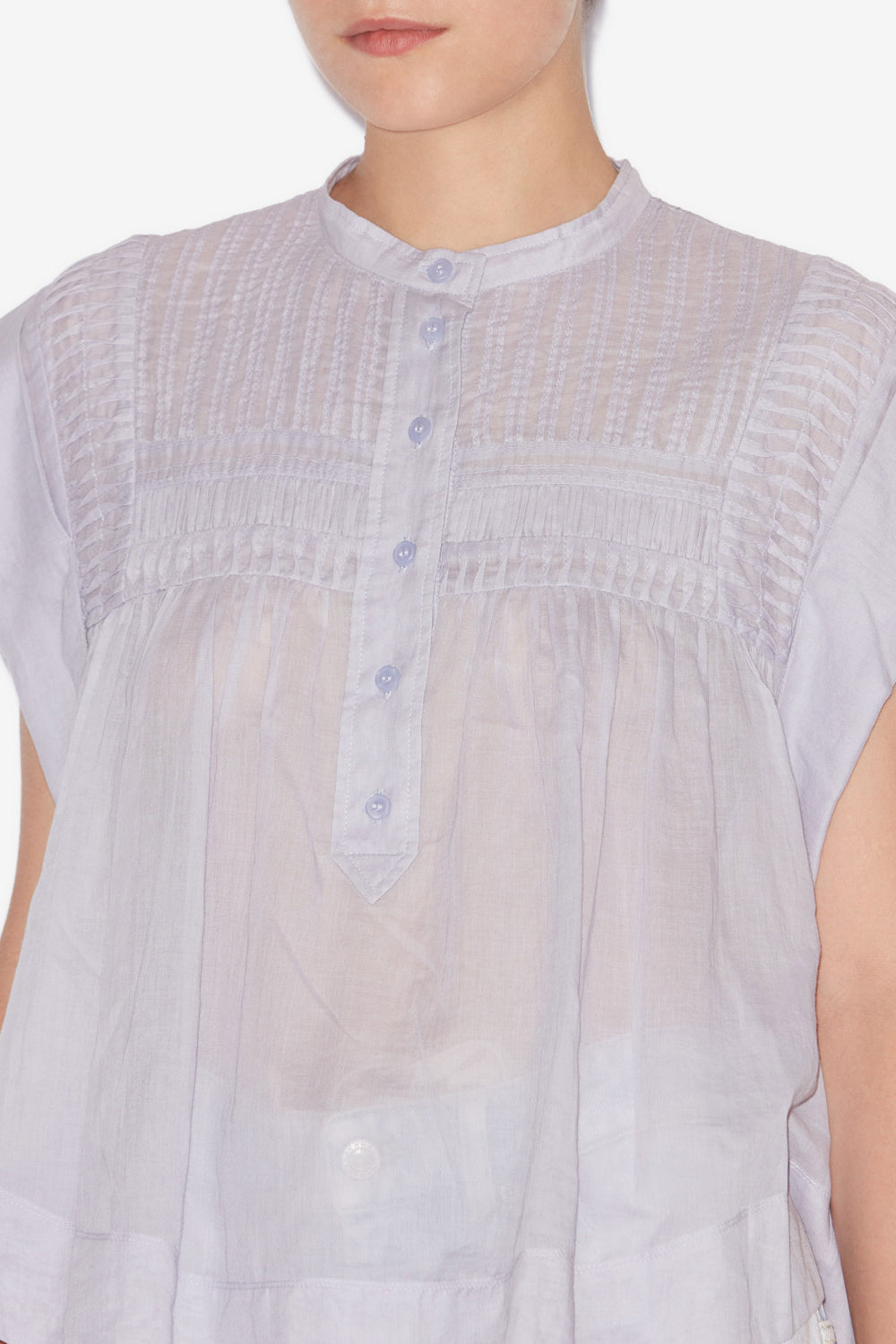 Leaza pleated cotton voile top - Baby lilac - Woman - 3