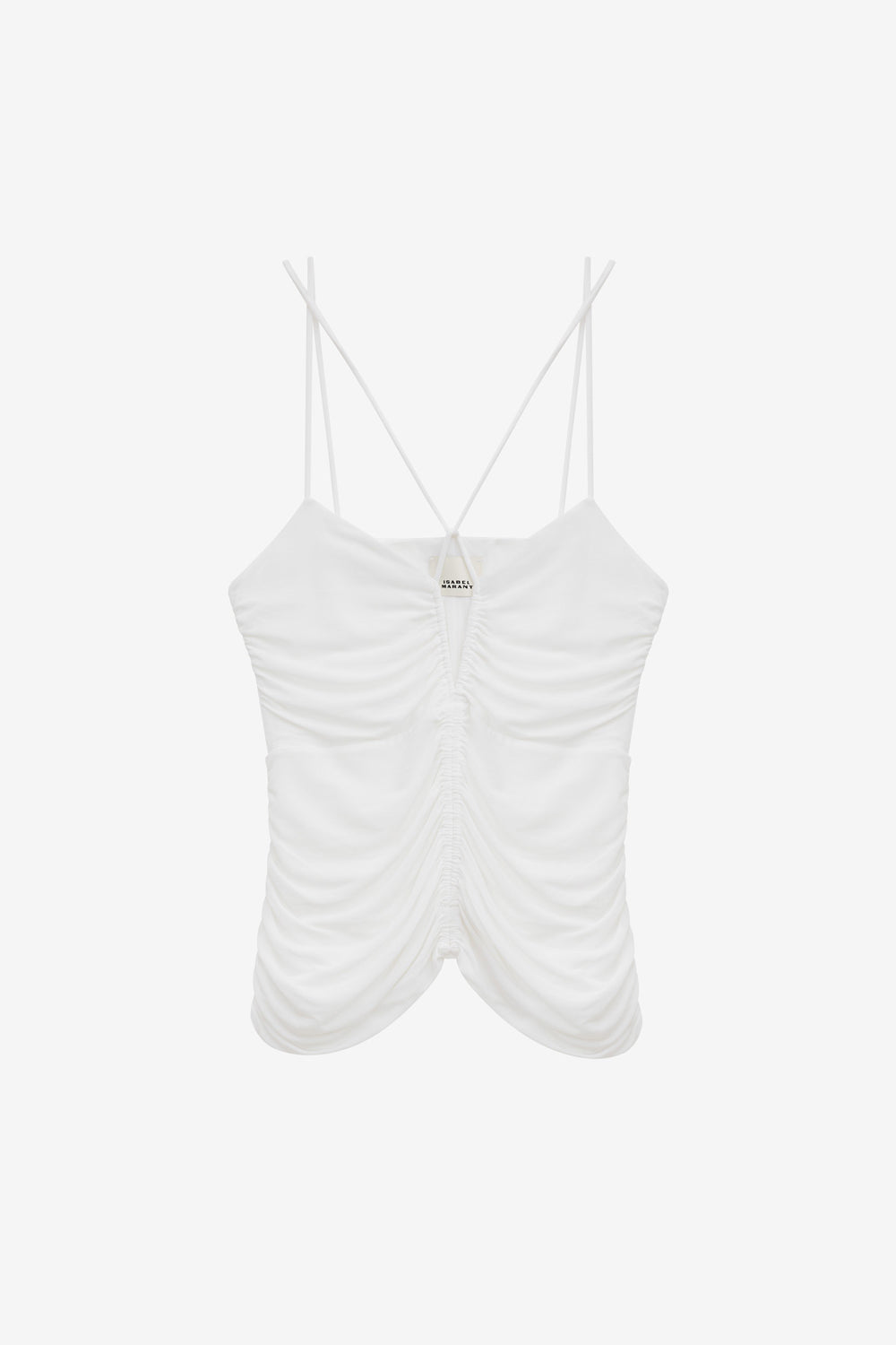 Leila strappy top in gathered jersey - White - Woman - 1