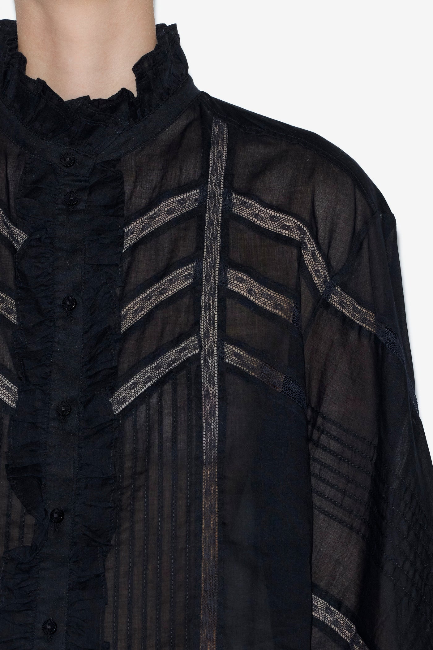 Gaia blouse in plain-colored cotton voile - Black - Woman - 3