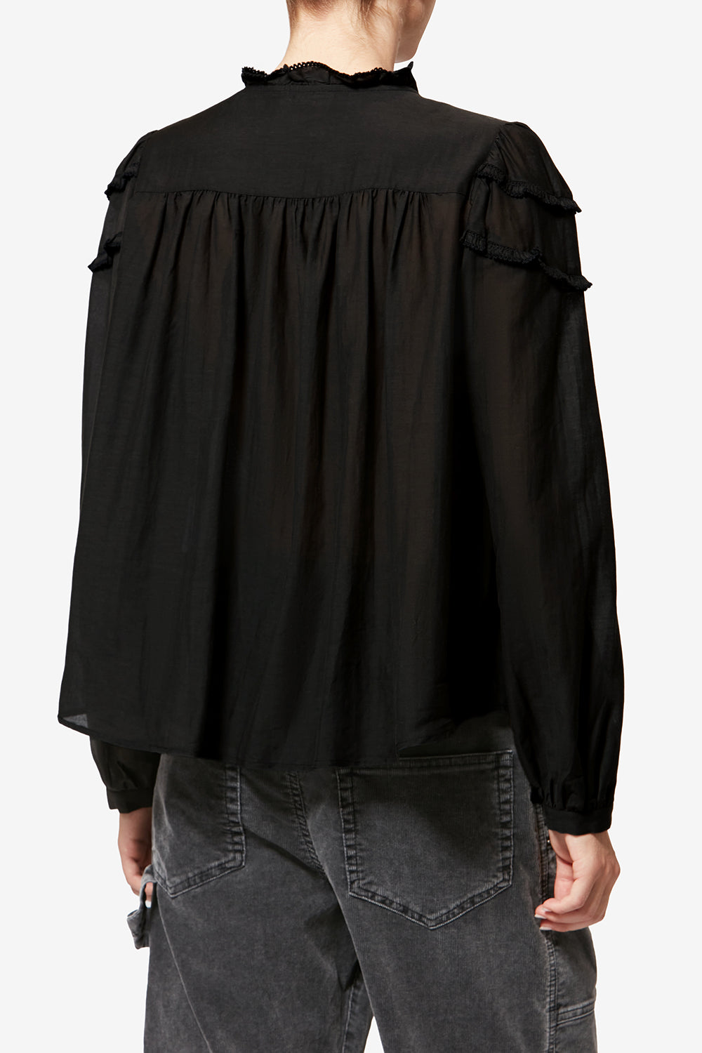 Christa gathered cotton blouse - Black - Woman - 5