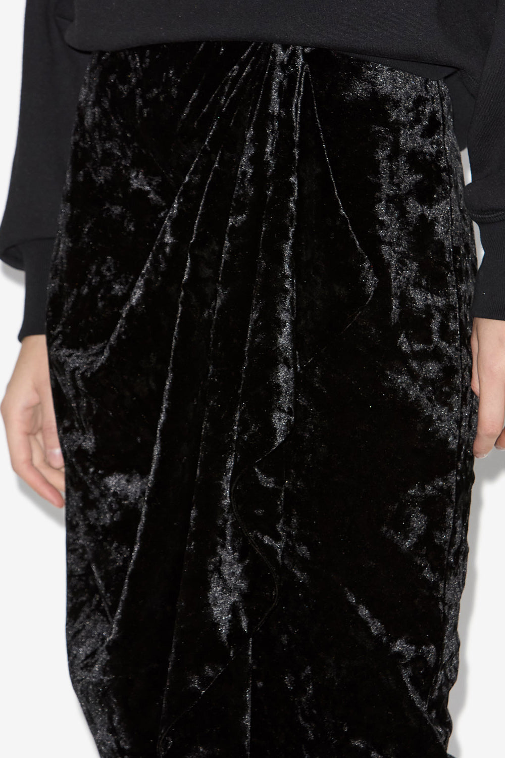 Alyssa draped velvet skirt - Black - Woman - 3
