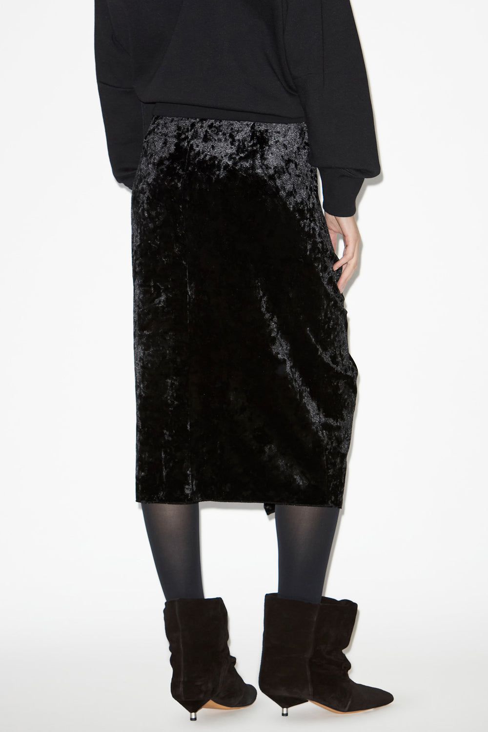 Alyssa draped velvet skirt - Black - Woman - 5