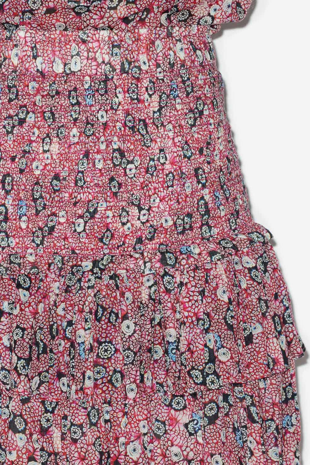 Naomi skirt in printed smocked cotton voile - Raspberry-black - Woman - 3