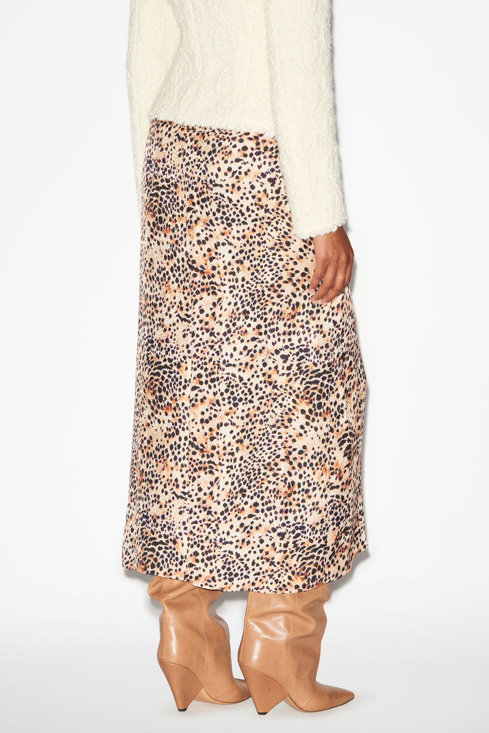 Lisanne midi skirt in printed silk - Natural - Woman - 5