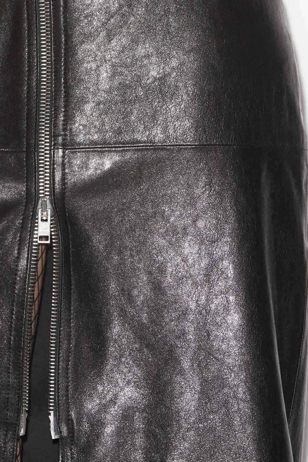 Ediaz midi skirt in lambskin leather - Black - Woman - 3