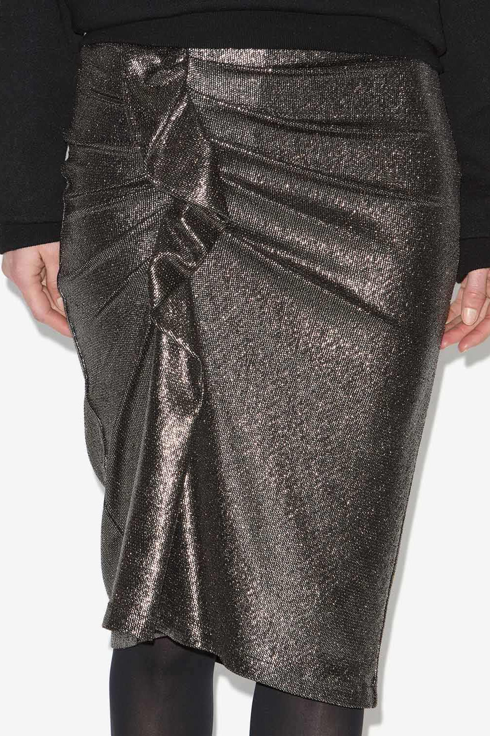 Dolene draped metallic skirt - Metallic black - Woman - 3