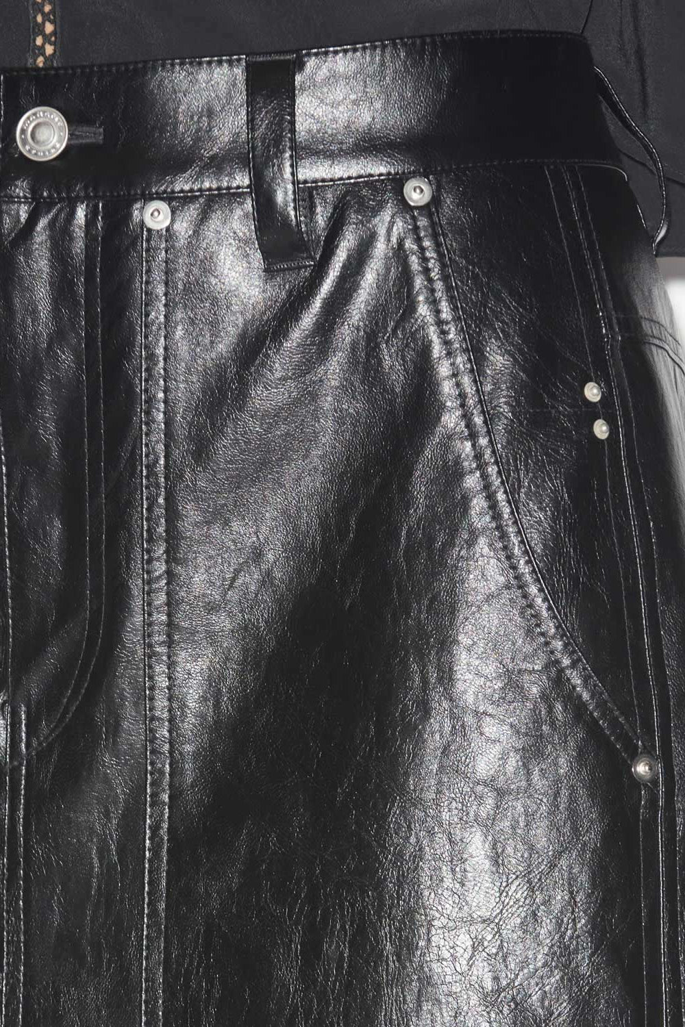 Angele leather style midi skirt - Black - Woman - 3