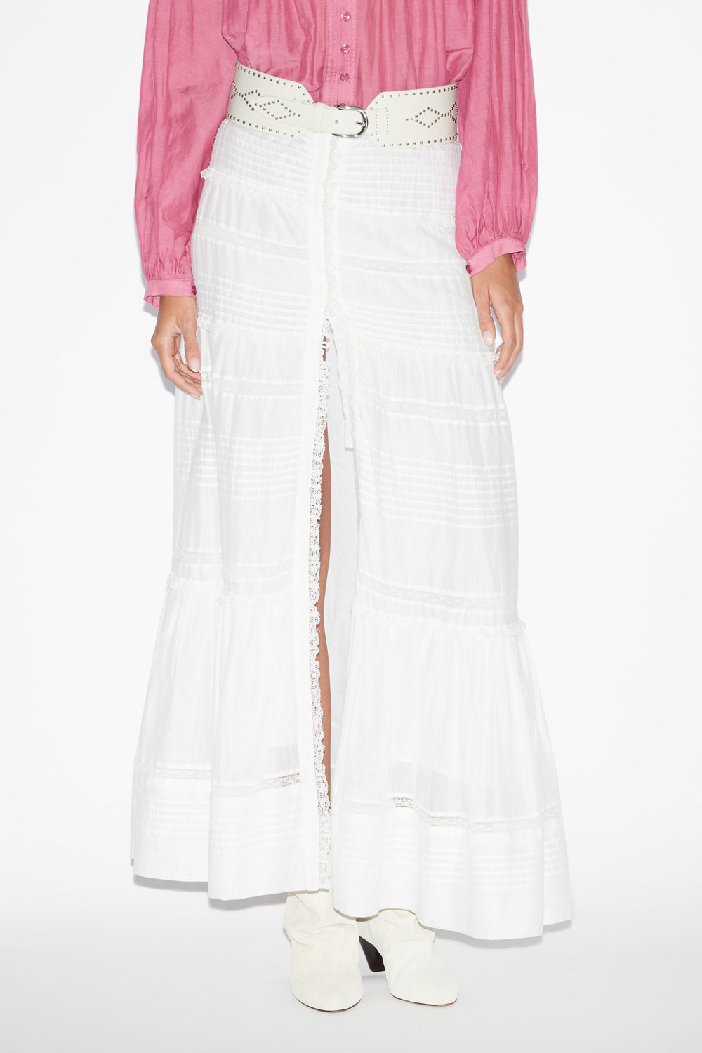 Gihane long skirt in plain-colored cotton voile - White - Woman - 4