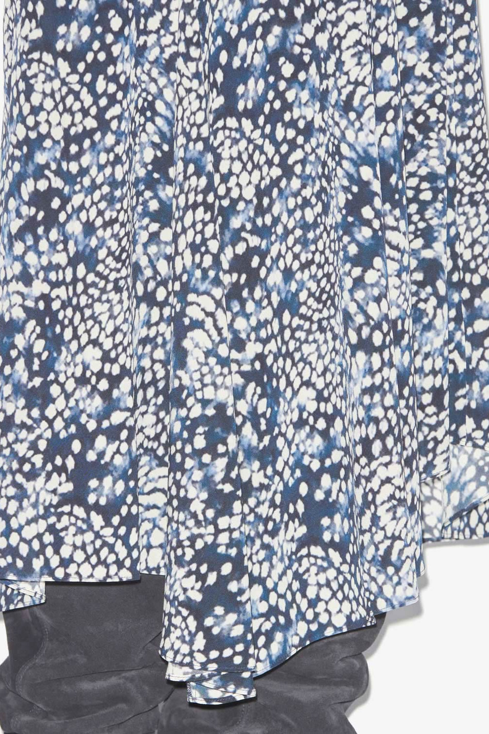 Hortensia midi skirt in printed crêpe de chine - Midnight-white - Woman - 3