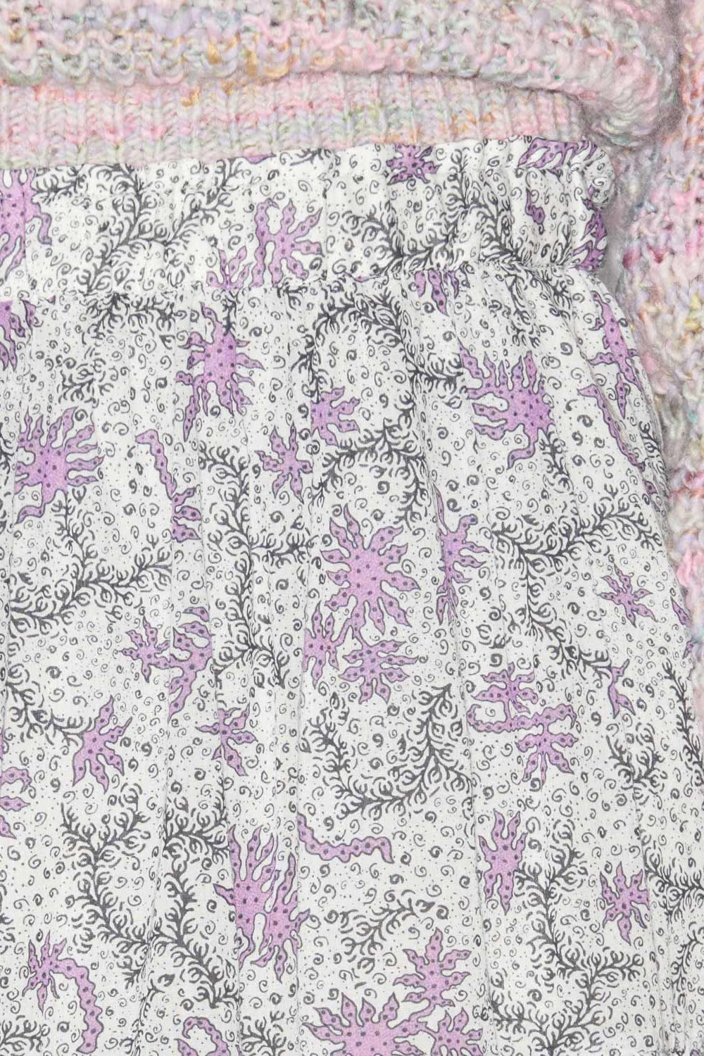 Diya long skirt in printed cotton voile - Ecru-lilac - Woman - 3