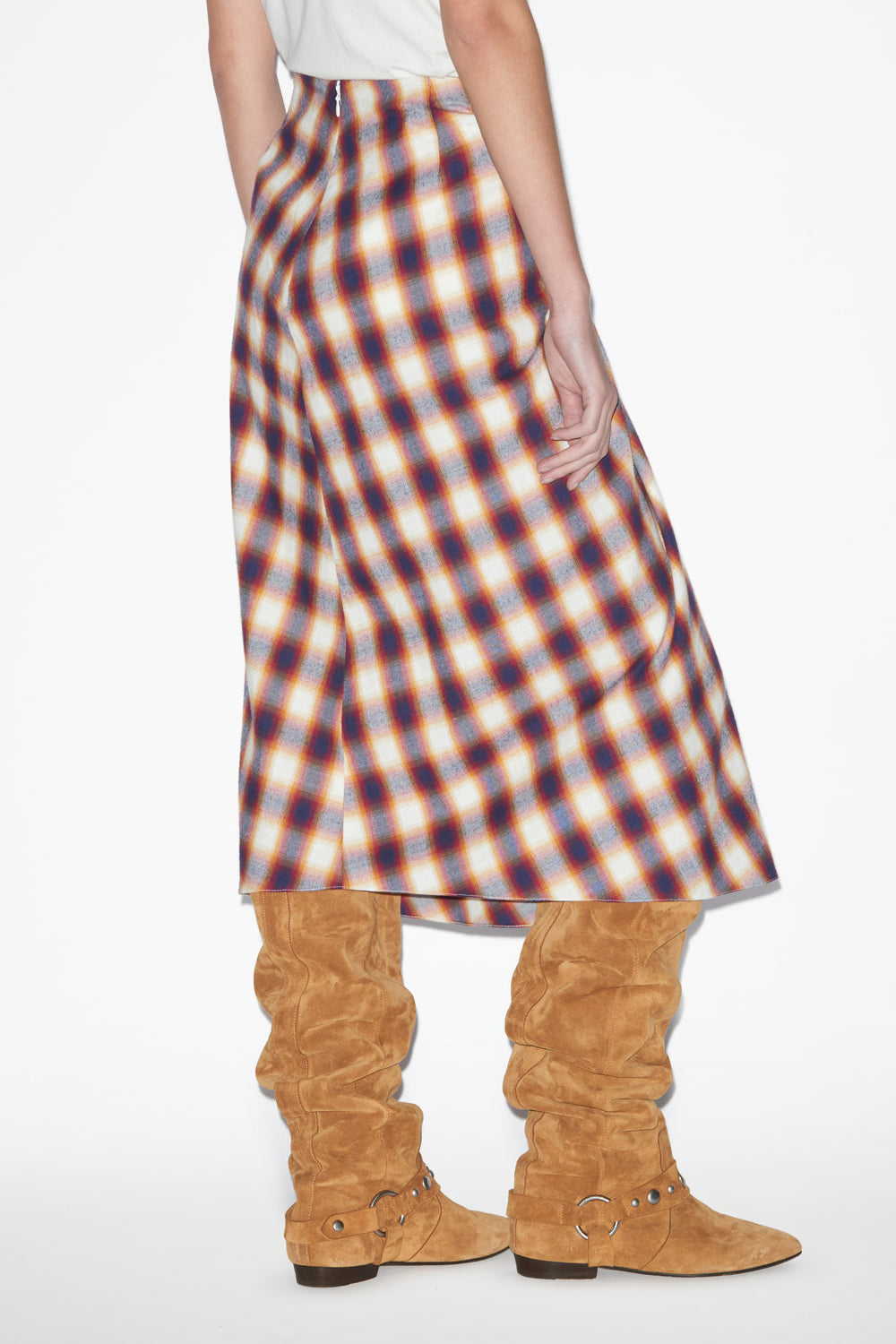 Tijuana midi skirt in checkered cotton - Red and black - Woman - 5