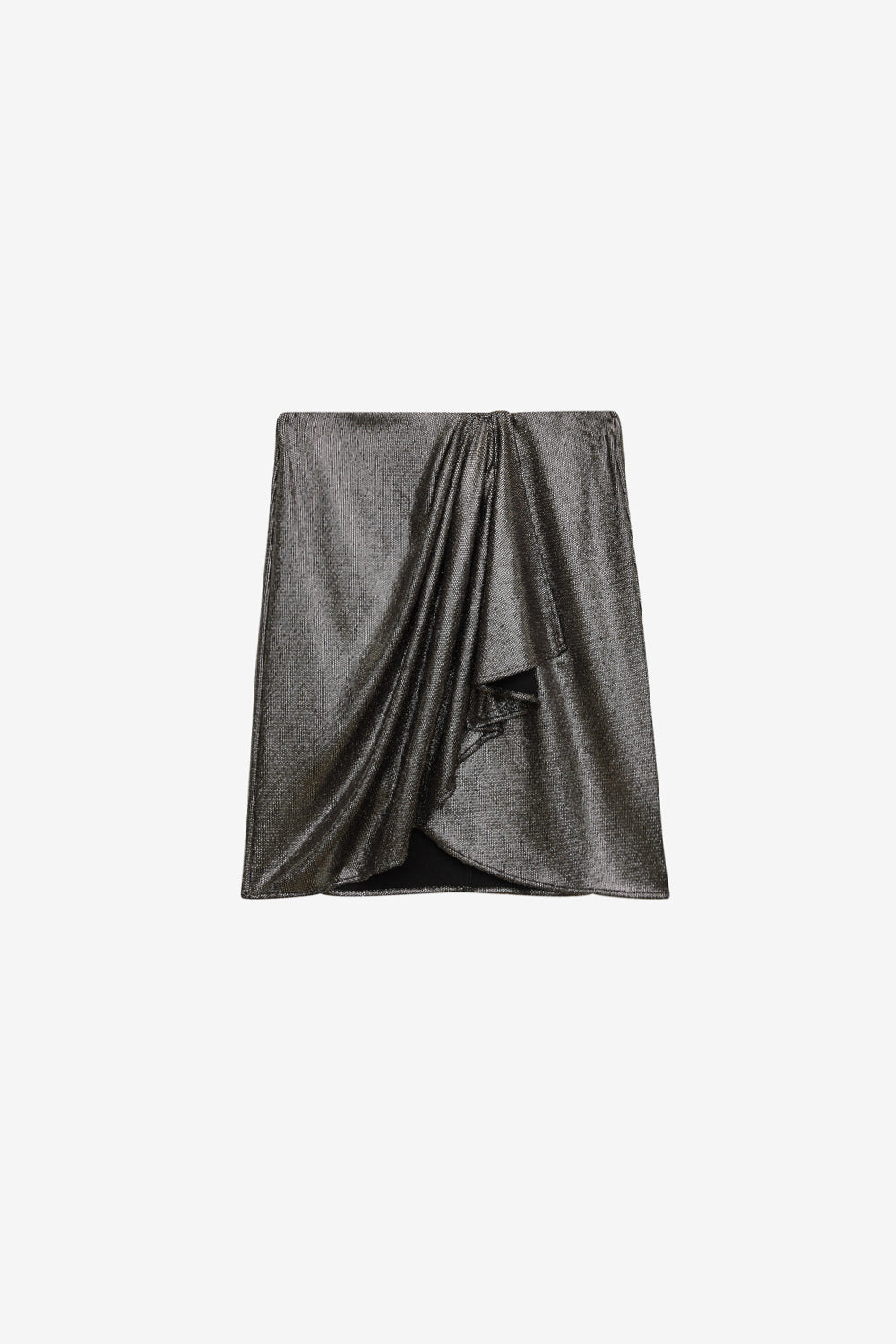 Brisha short draped metallic skirt - Metallic black - Woman - 1
