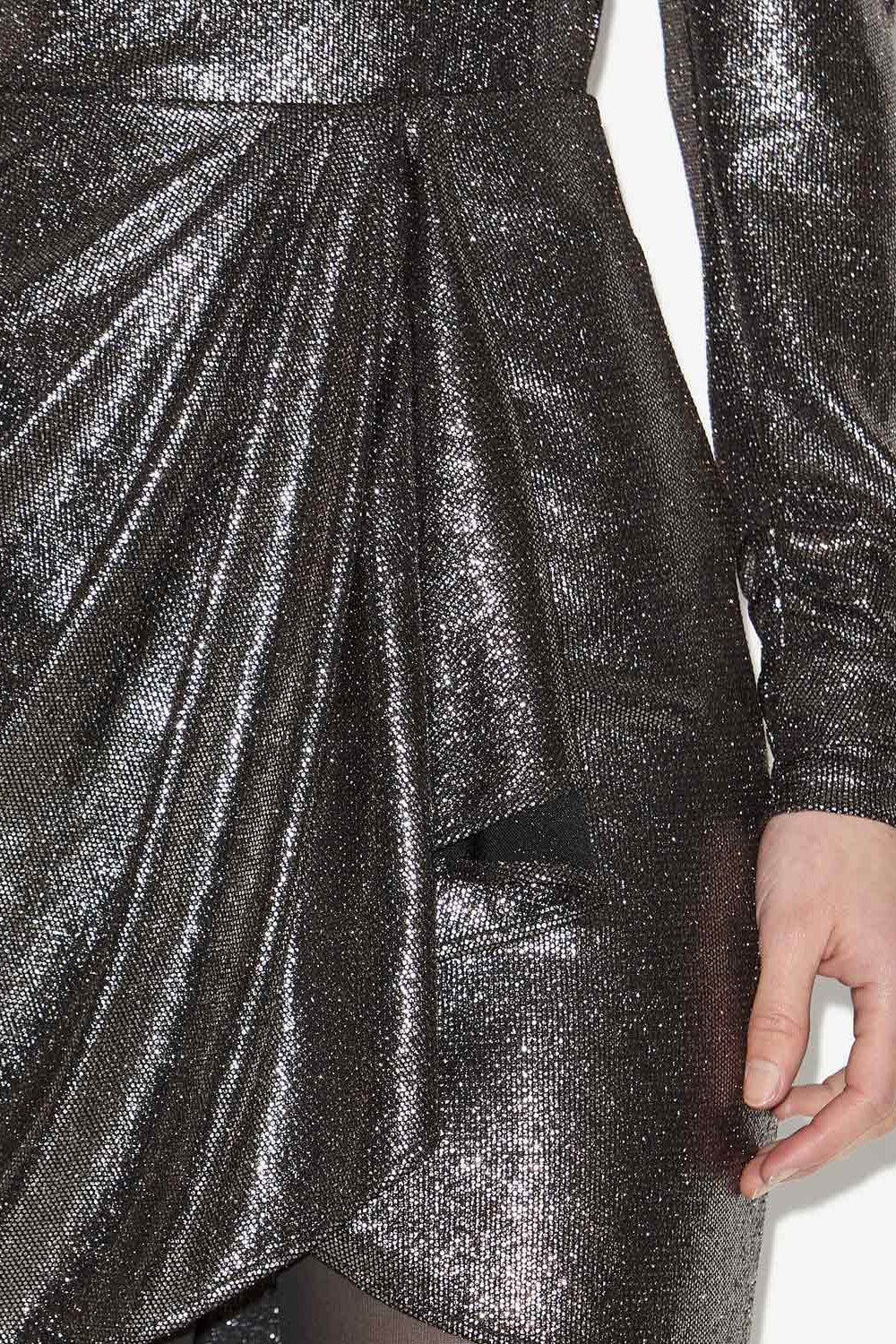 Brisha short draped metallic skirt - Metallic black - Woman - 3