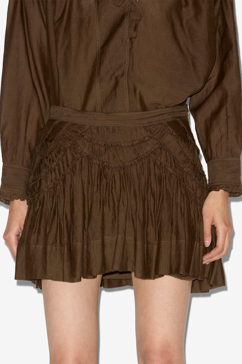 Ceola short frilly skirt - Dark khaki - Woman - 4