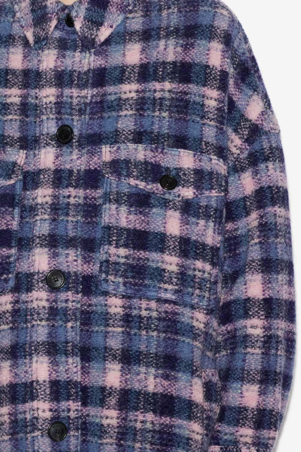 Fontizi long checkered wool blend coat - Lilac-navy - Woman - 3
