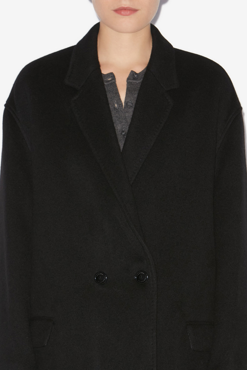 Manteau efegozi en laine et cachemire uni - Noir - Woman - 3
