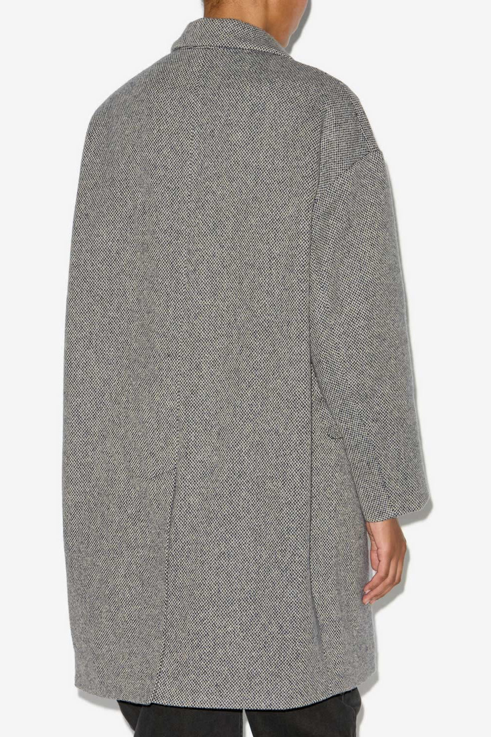 Limiza plain-colored wool blend coat - Black and ecru - Woman - 5