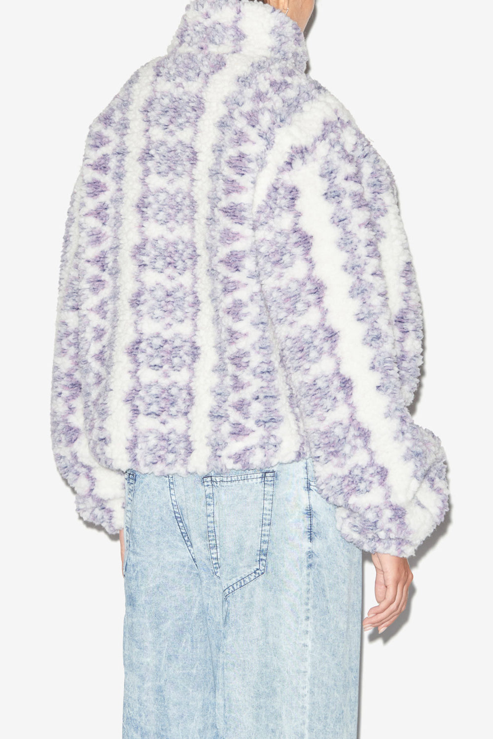 Mackensy short printed shearling style coat - Ecru-purple - Woman - 5