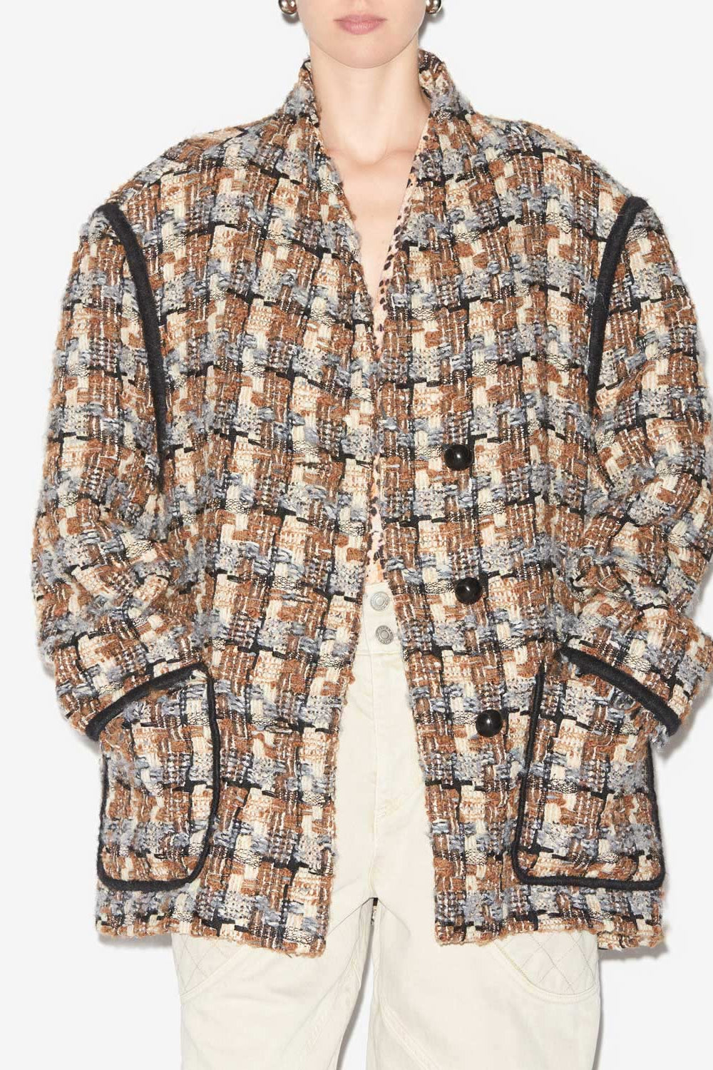 Elanore tweed coat - Chestnut-ecru - Woman - 3