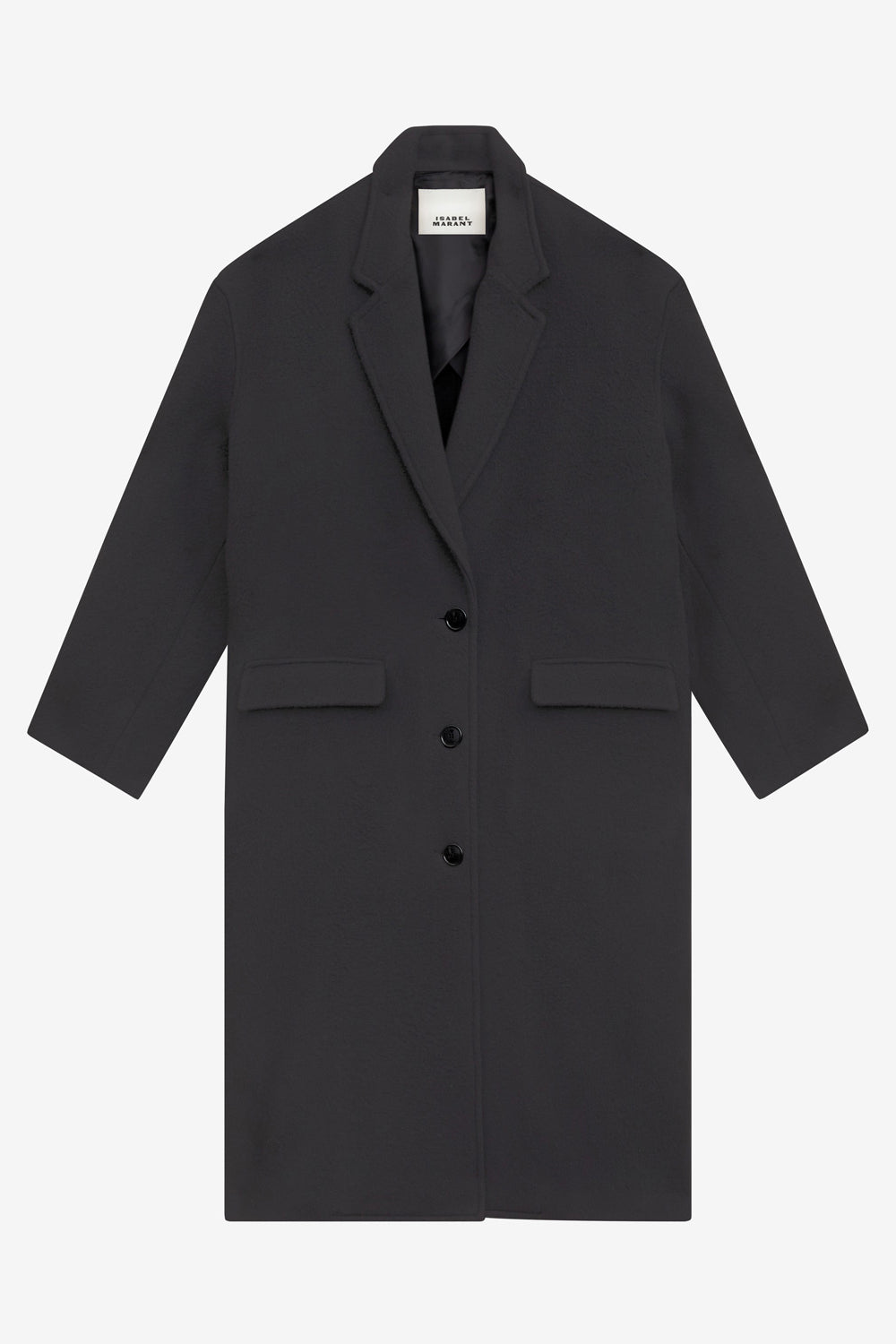Efezia long coat in plain-colored cashmere and wool - Black - Woman - 1