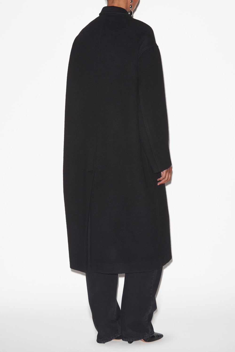 Efezia long coat in plain-colored cashmere and wool - Black - Woman - 4