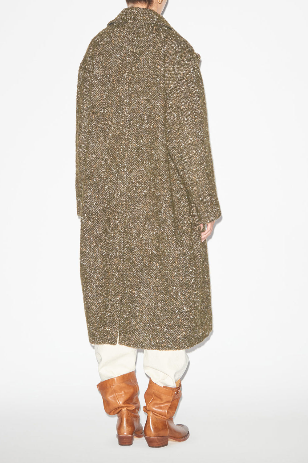 Horia long mottled wool blend coat - Khaki - Woman - 4