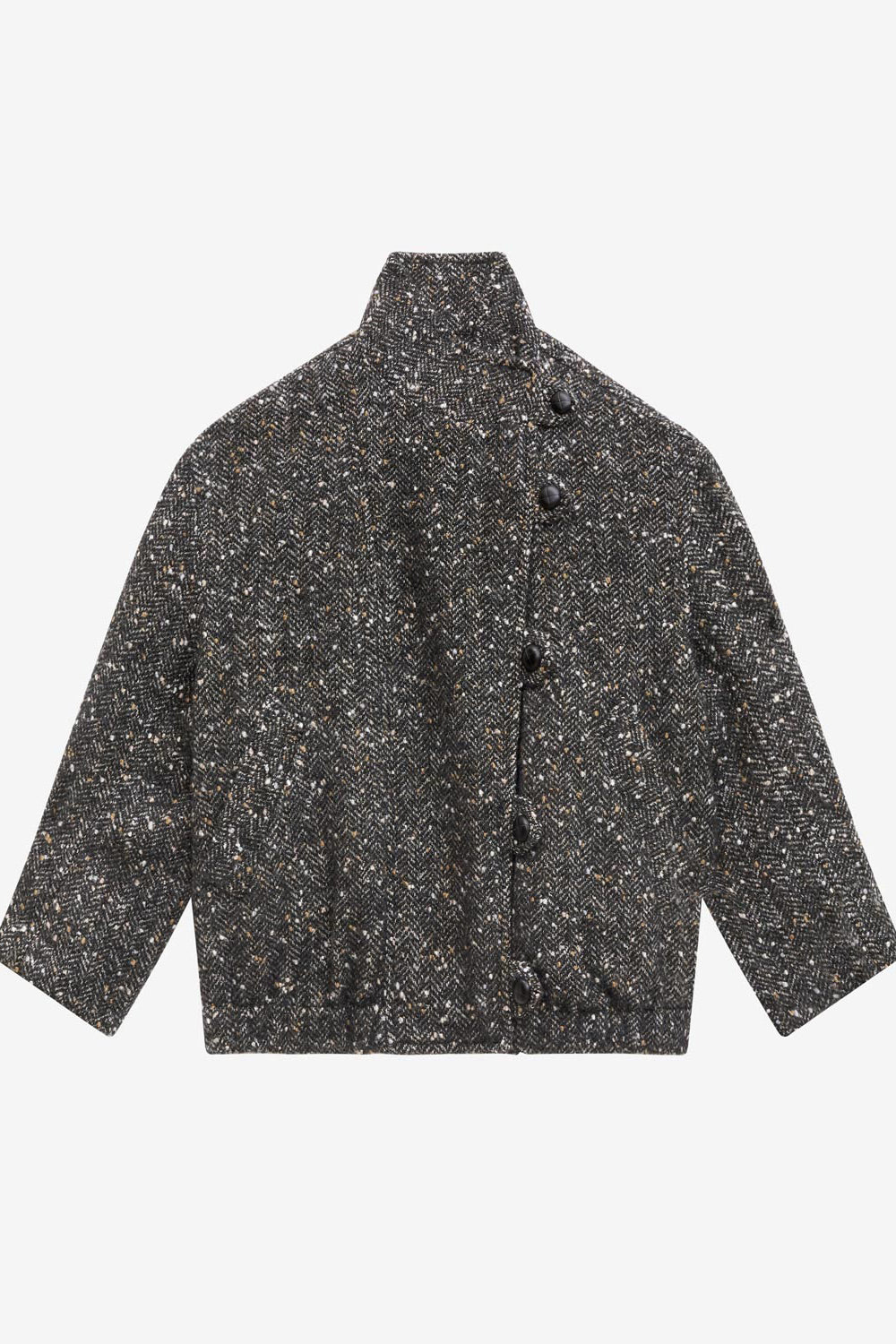 Hanis short mottled wool blend coat - Black - Woman - 1