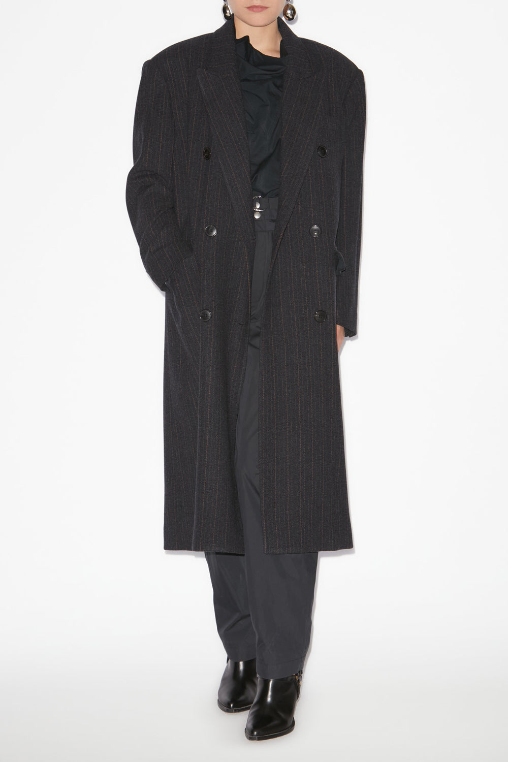 Lexana long wool blend coat - Midnight - Woman - 2