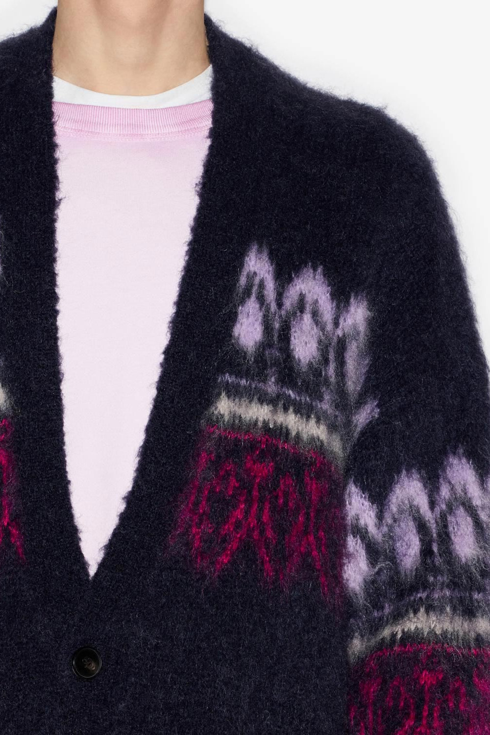 Geknöpfter gemusterter mantel dyston aus mohair - Midnight - Man - 3