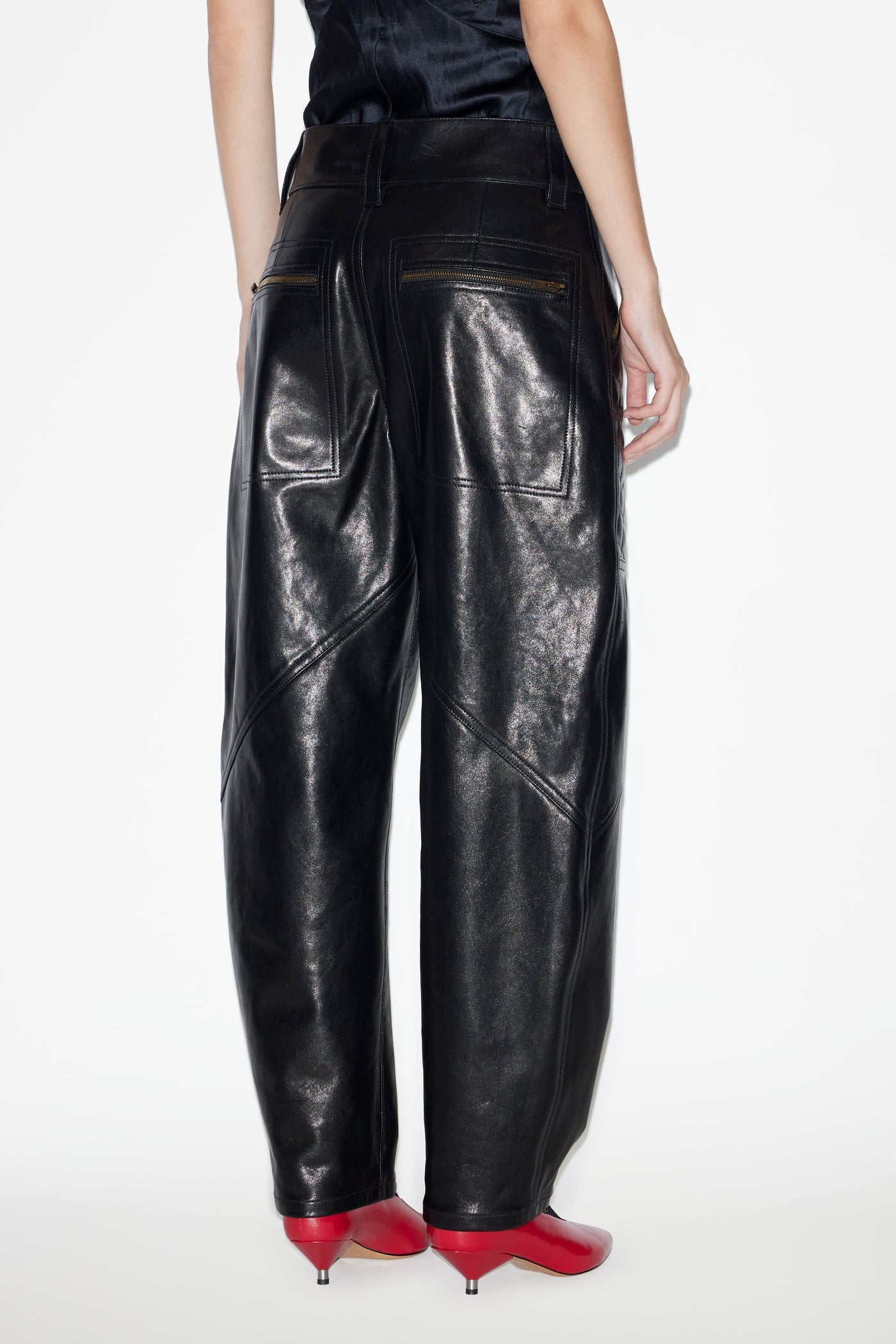 Catarina lambskin leather pants - Black - Woman - 5