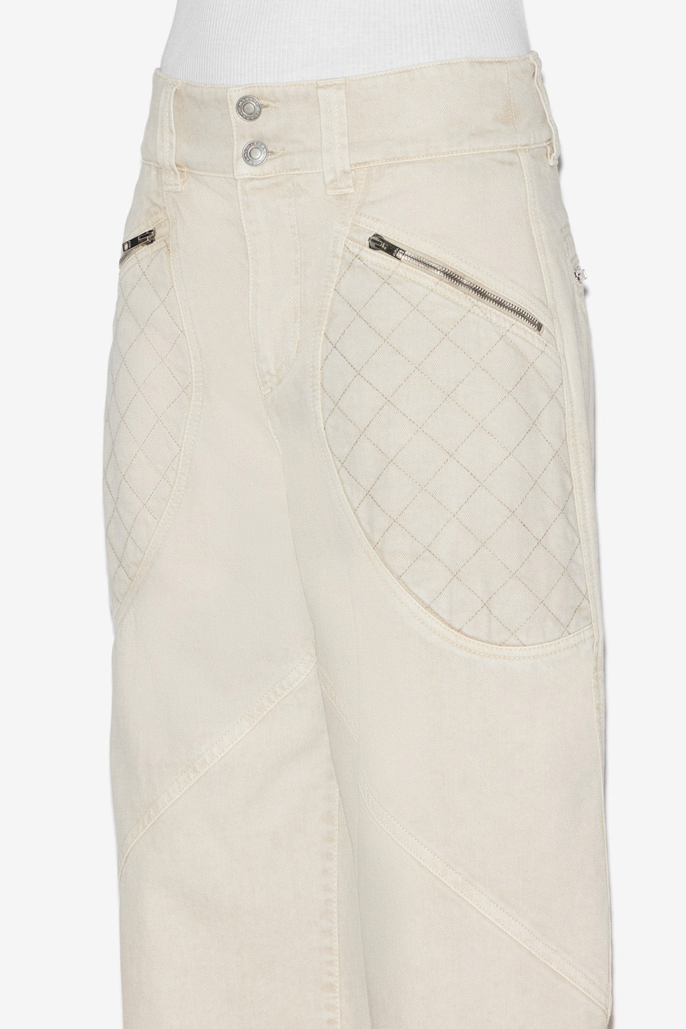 Catarina denim jeans with quilted details - Ecru - Woman - 3