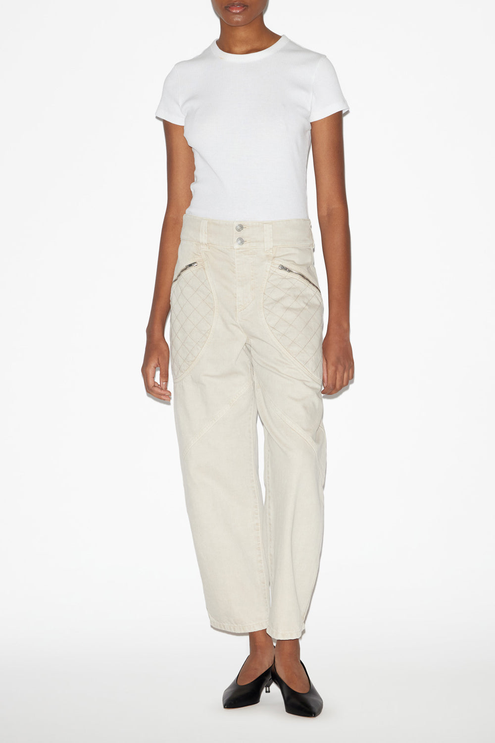 Catarina denim jeans with quilted details - Ecru - Woman - 2