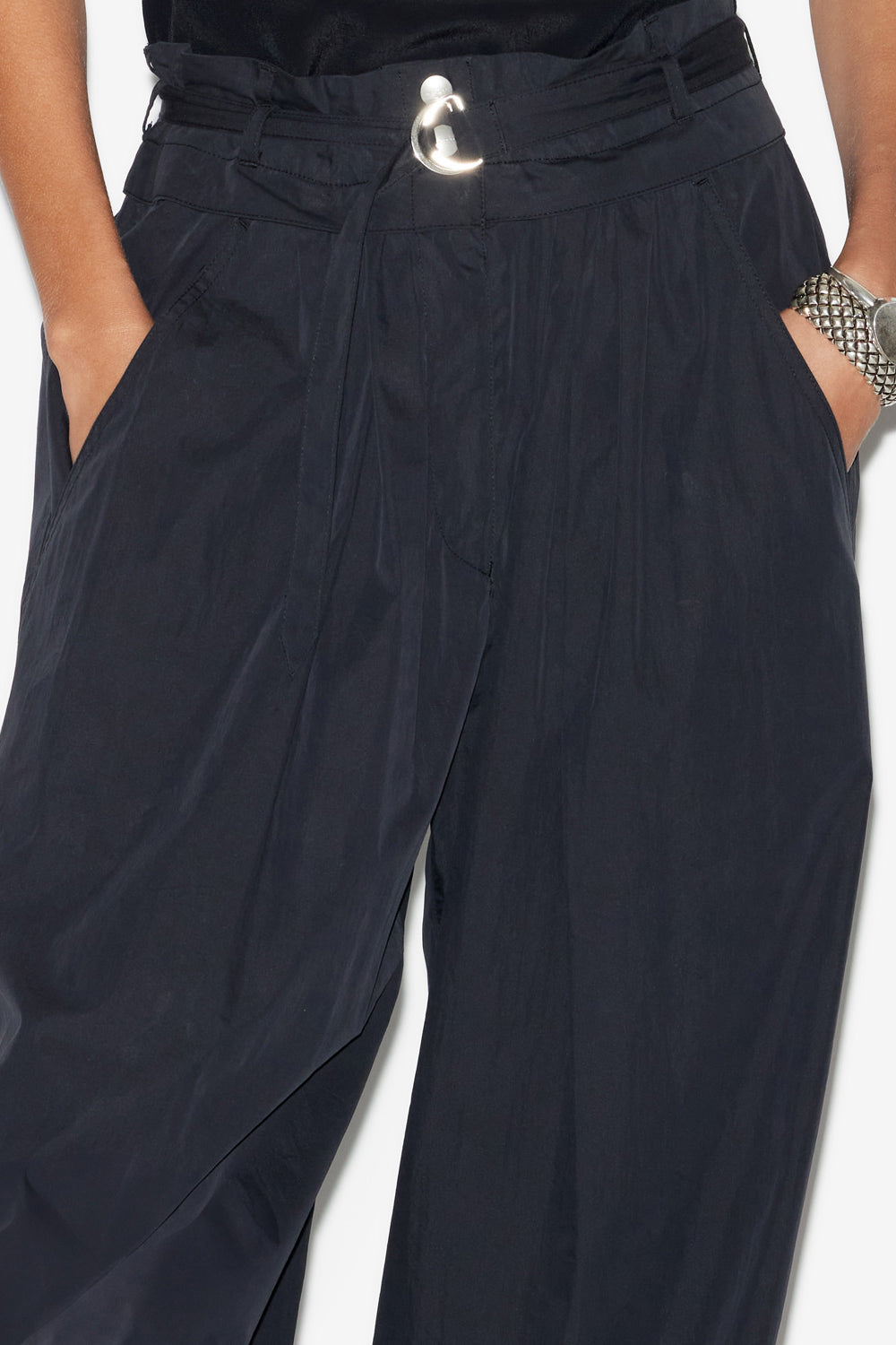 Celia sporty style plain-colored cotton blend pants - Black - Woman - 3