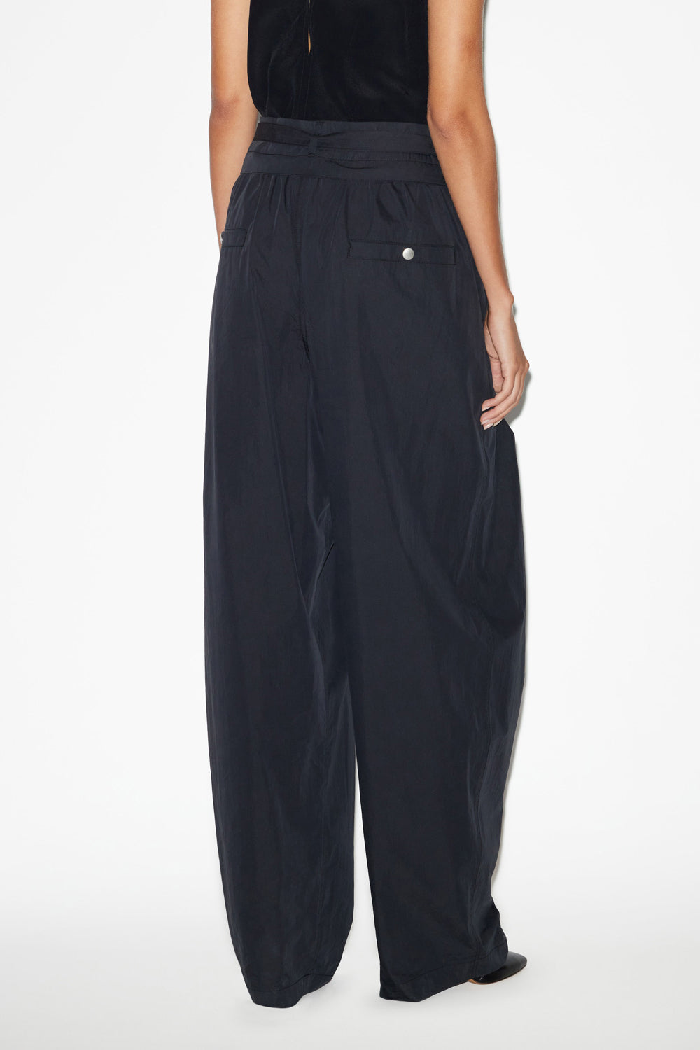 Celia sporty style plain-colored cotton blend pants - Black - Woman - 5