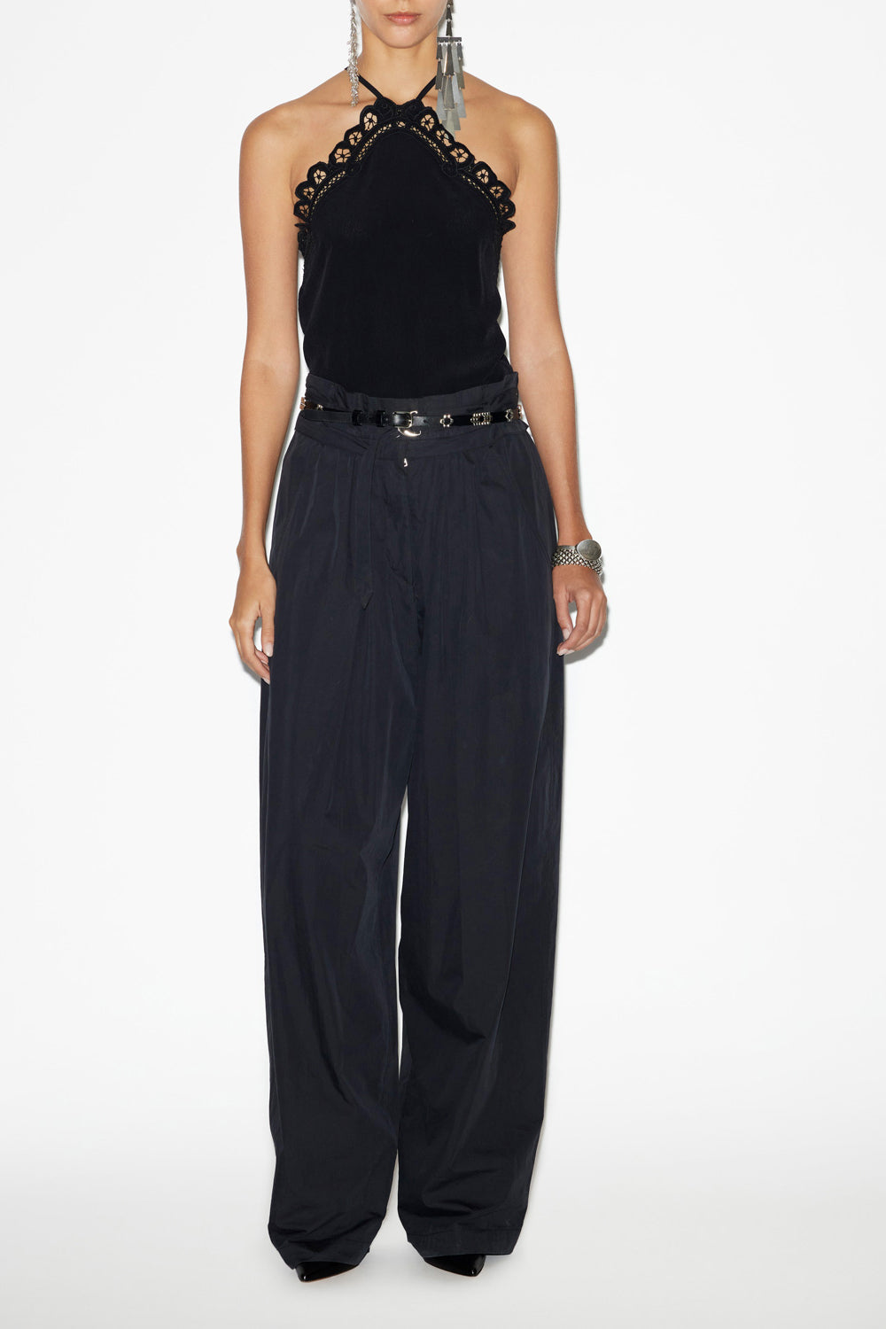 Celia sporty style plain-colored cotton blend pants - Black - Woman - 2