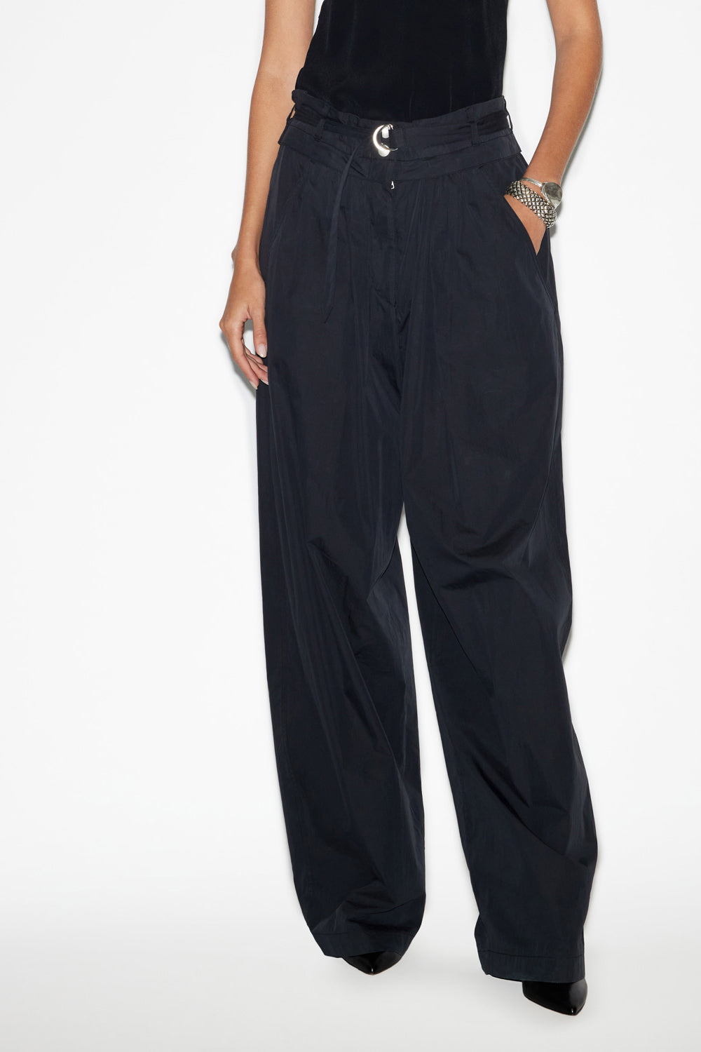 Celia sporty style plain-colored cotton blend pants - Black - Woman - 4