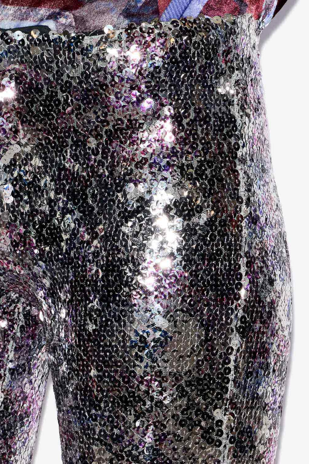 Bella printed sequin leggings - Purple-silver - Woman - 3