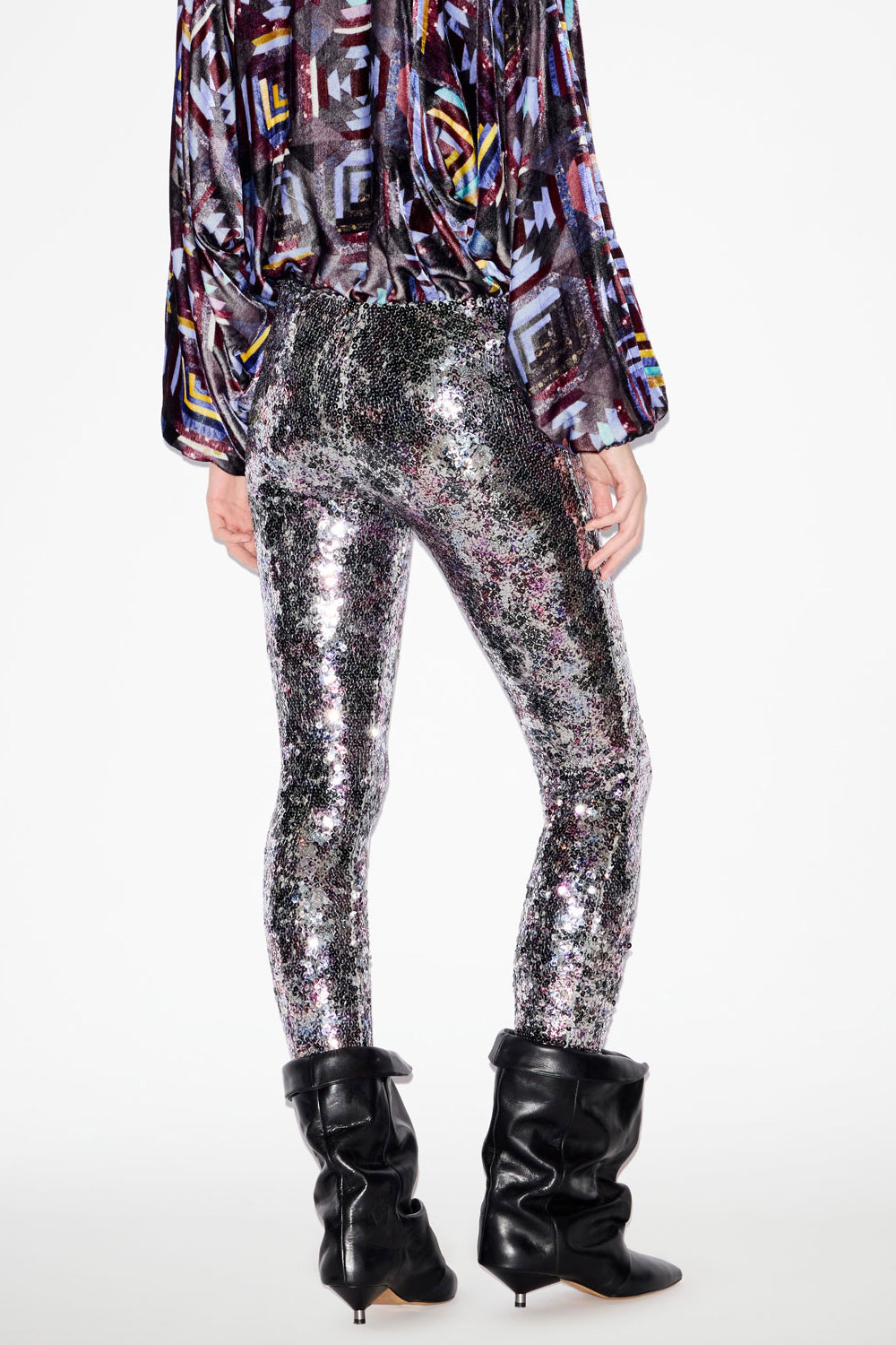 Bella printed sequin leggings - Purple-silver - Woman - 5