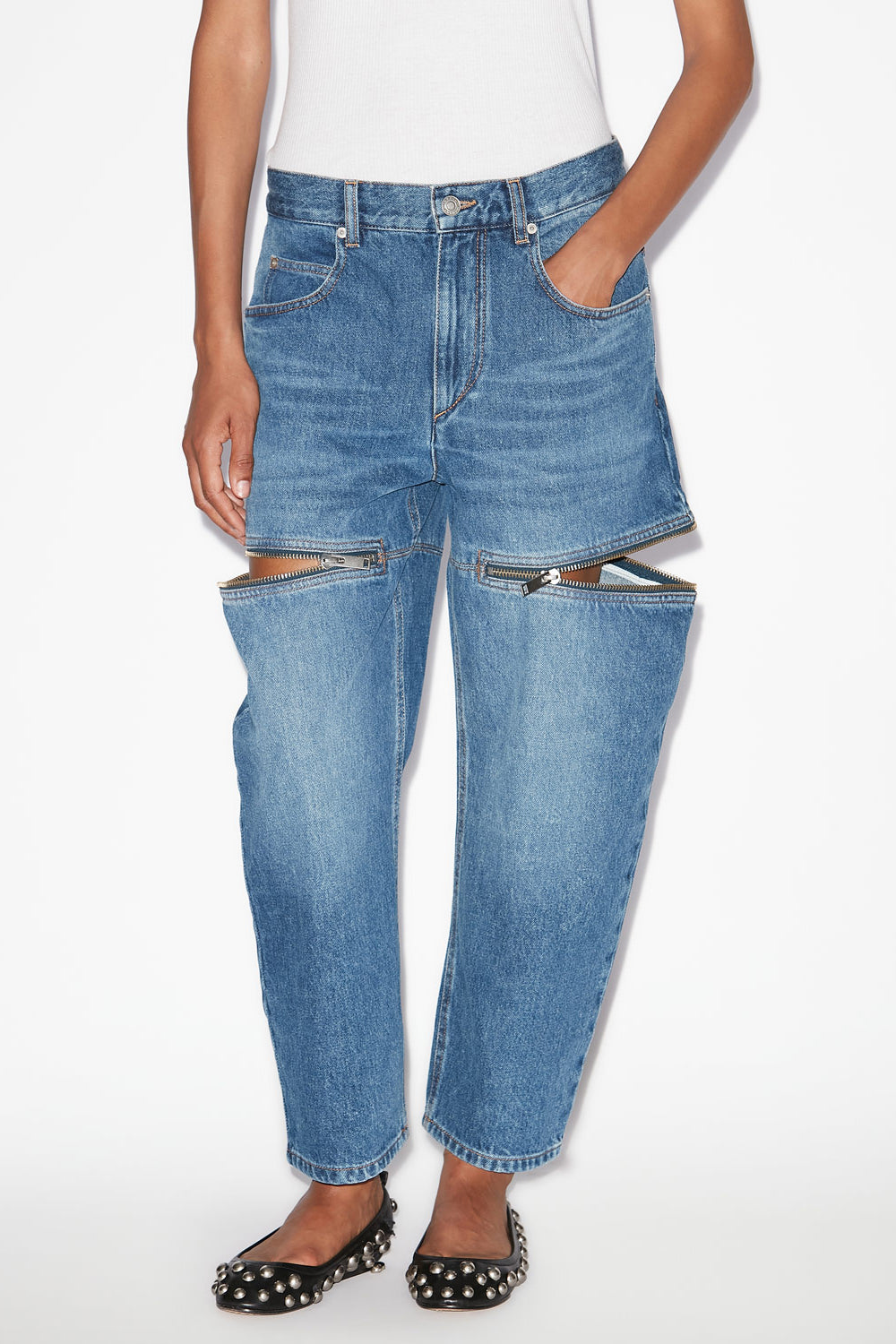 Salia loose fit denim jeans with zippers - Blue - Woman - 4