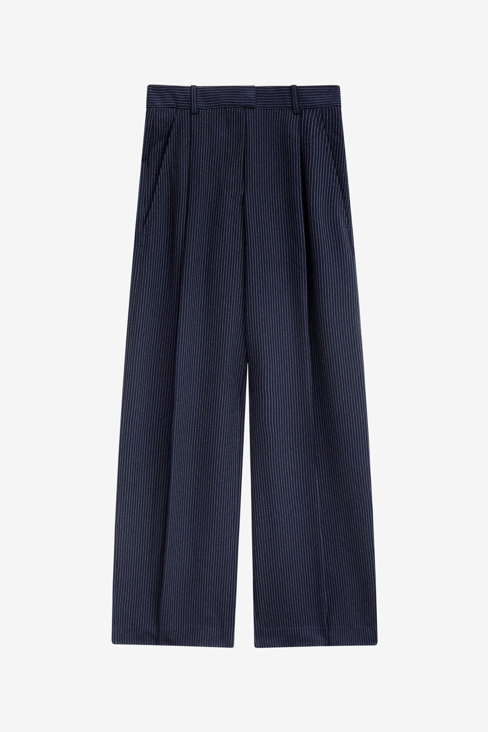 Romina pleated striped loose fit pants - Midnight-ecru - Woman - 1