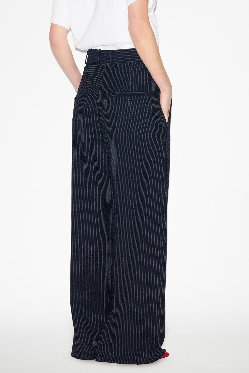 Romina pleated striped loose fit pants - Midnight-ecru - Woman - 4