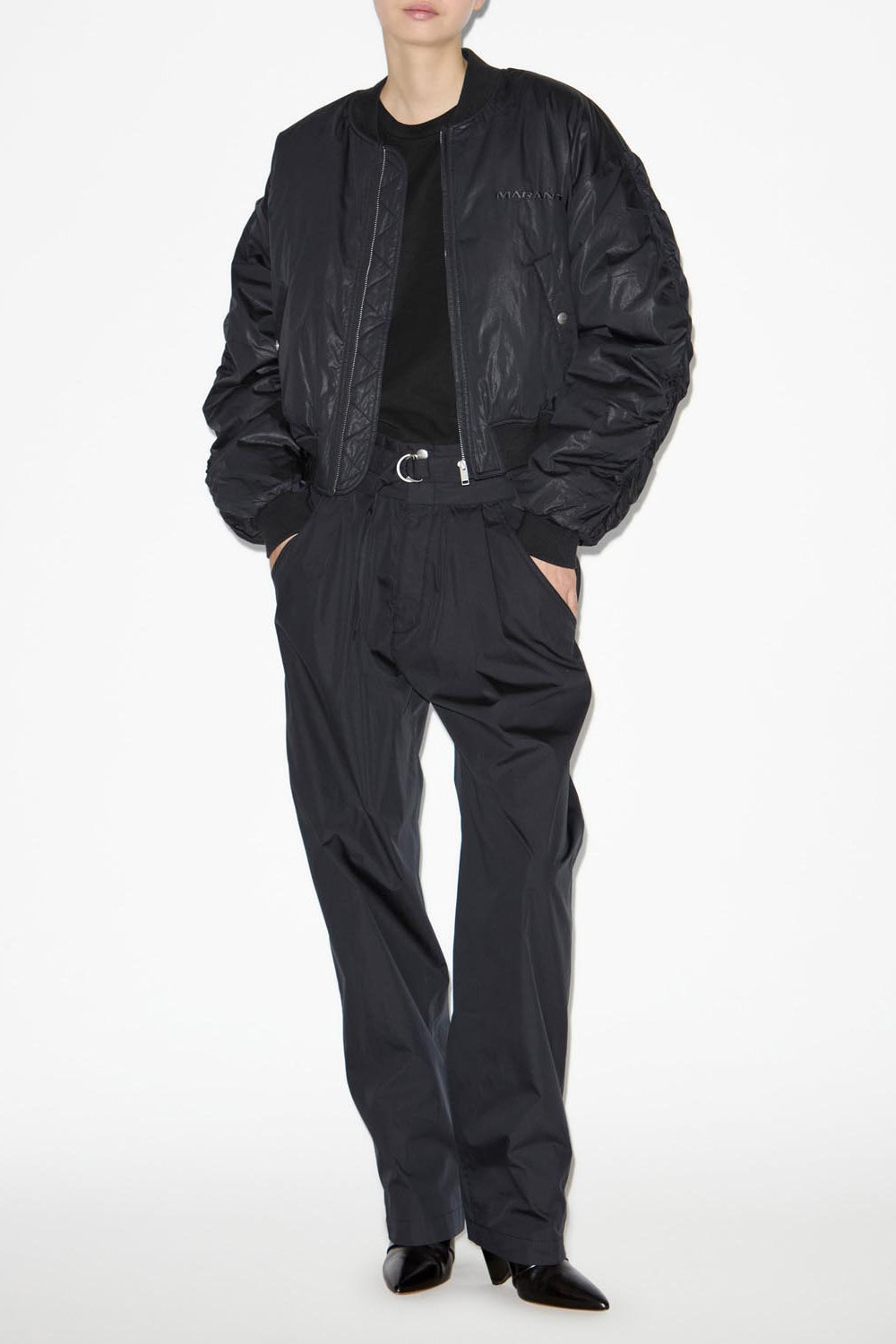 Celiana sporty style plain-colored cotton blend pants - Black - Woman - 2