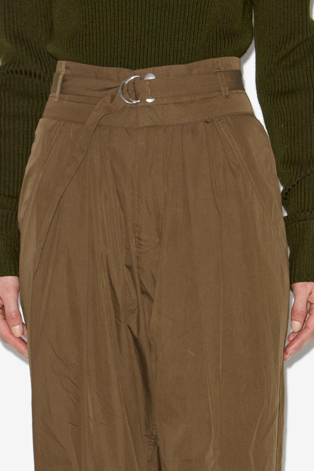 Celiana sporty style plain-colored cotton blend pants - Khaki - Woman - 3