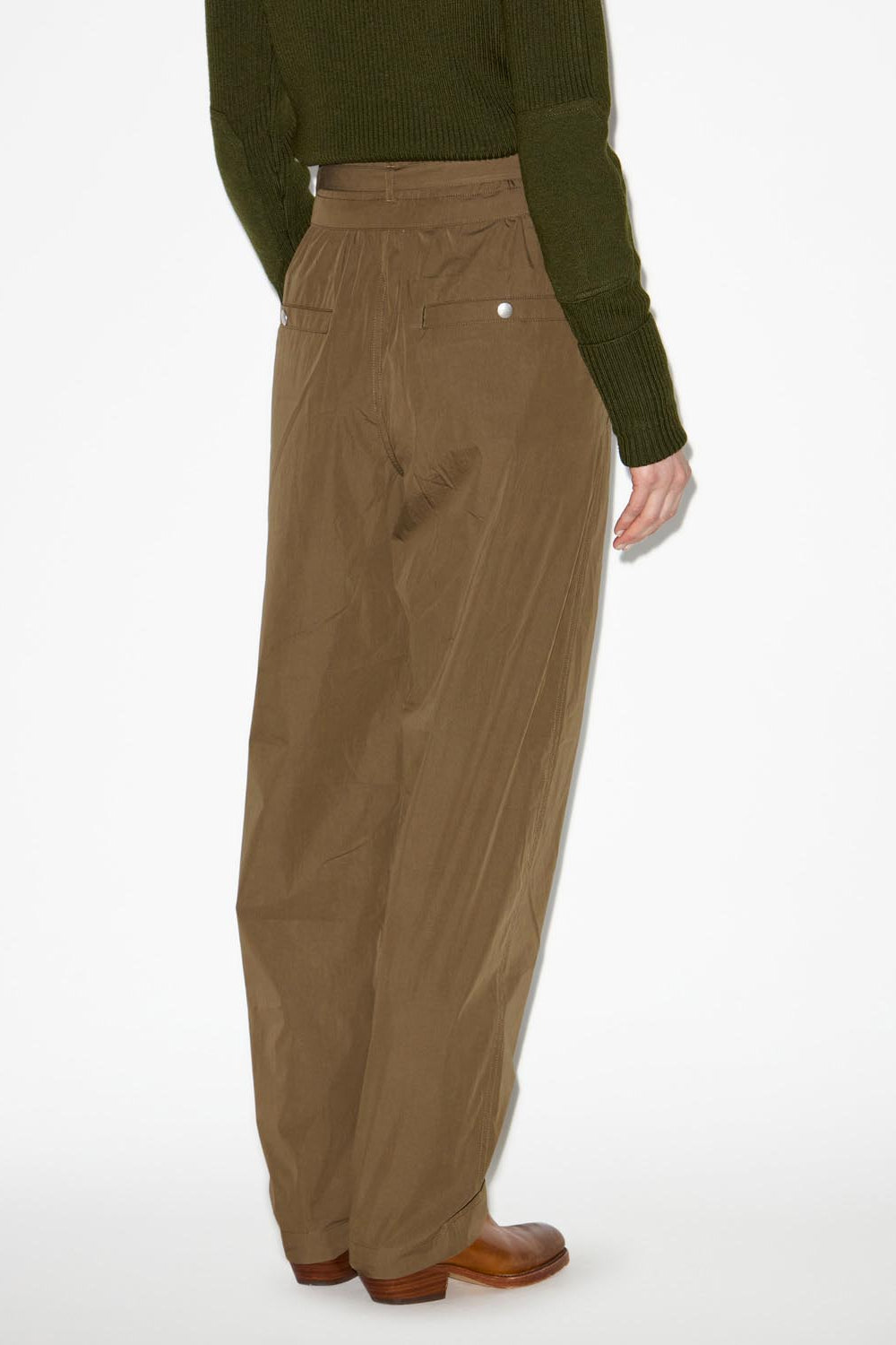 Celiana sporty style plain-colored cotton blend pants - Khaki - Woman - 5