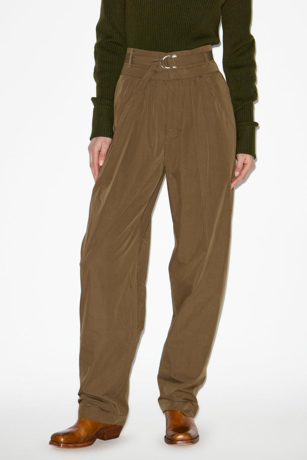 Celiana sporty style plain-colored cotton blend pants - Khaki - Woman - 4