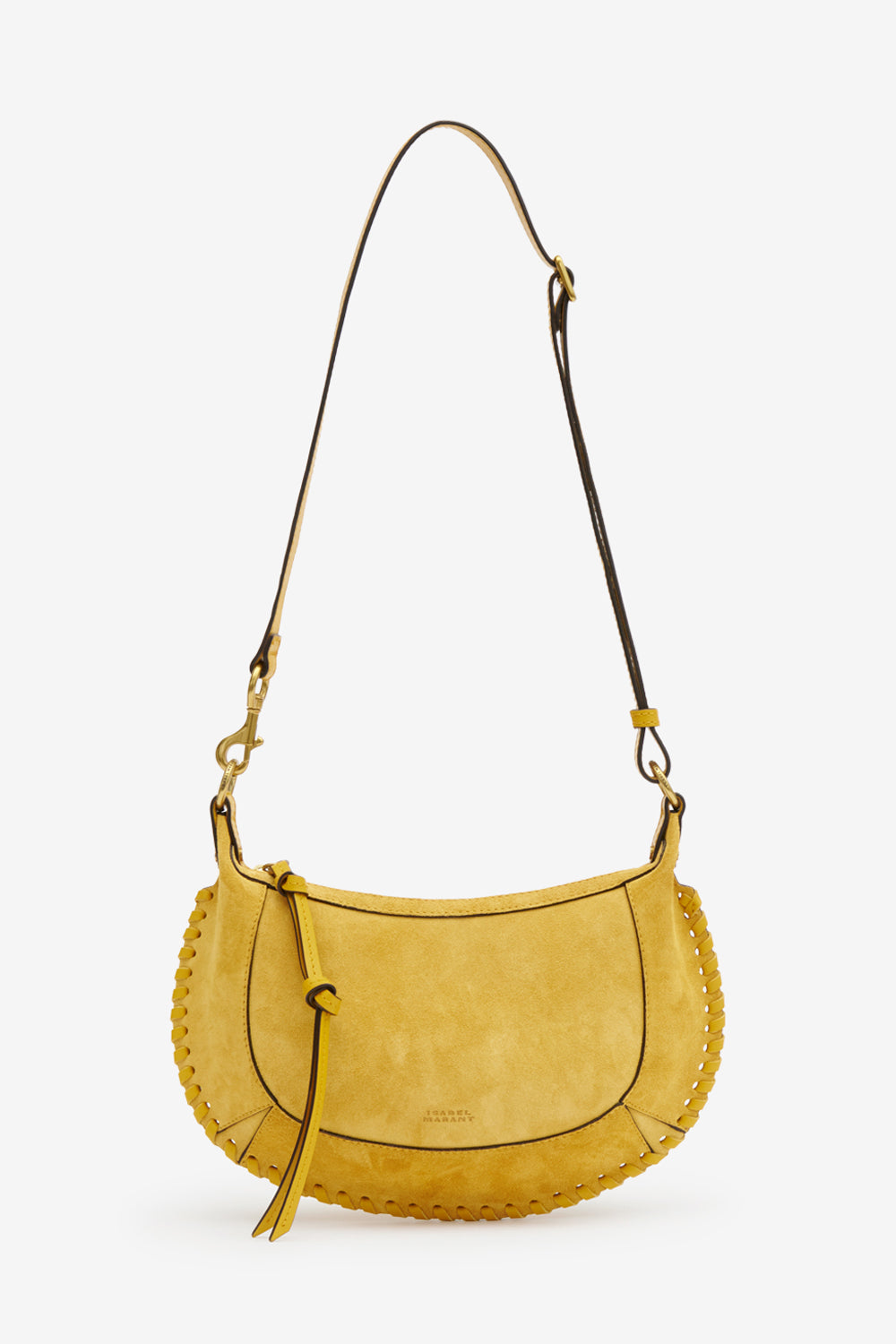 Oskan moon braided suede calfskin leather handbag - Saffron - Woman - 5