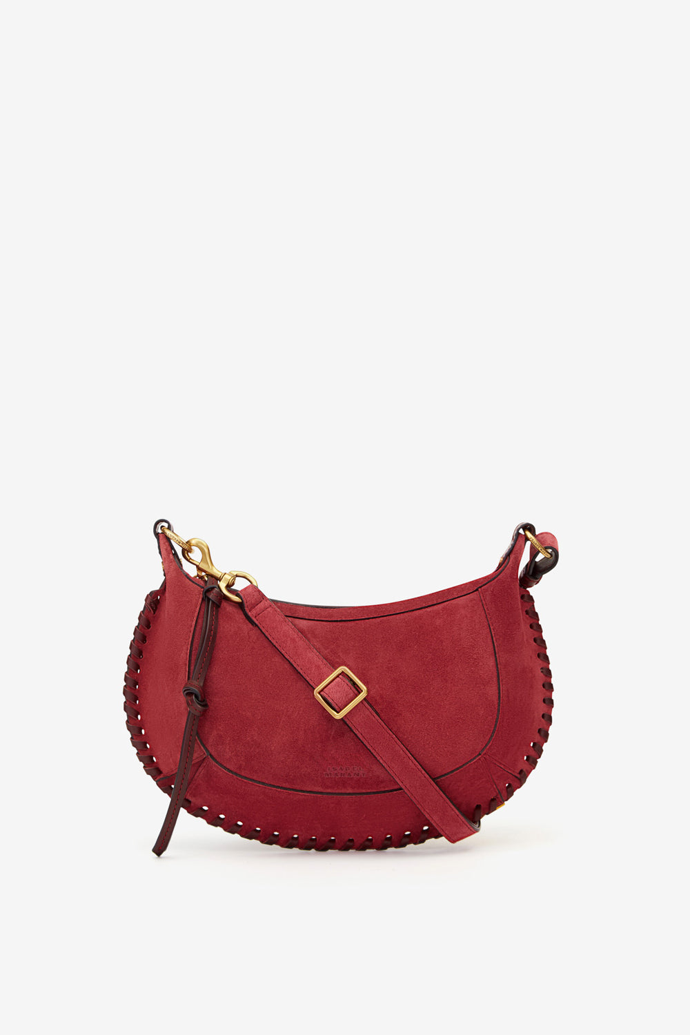 Schultertasche oskan moon aus geflochtenem kalbs-veloursleder - Berry - Woman - 1