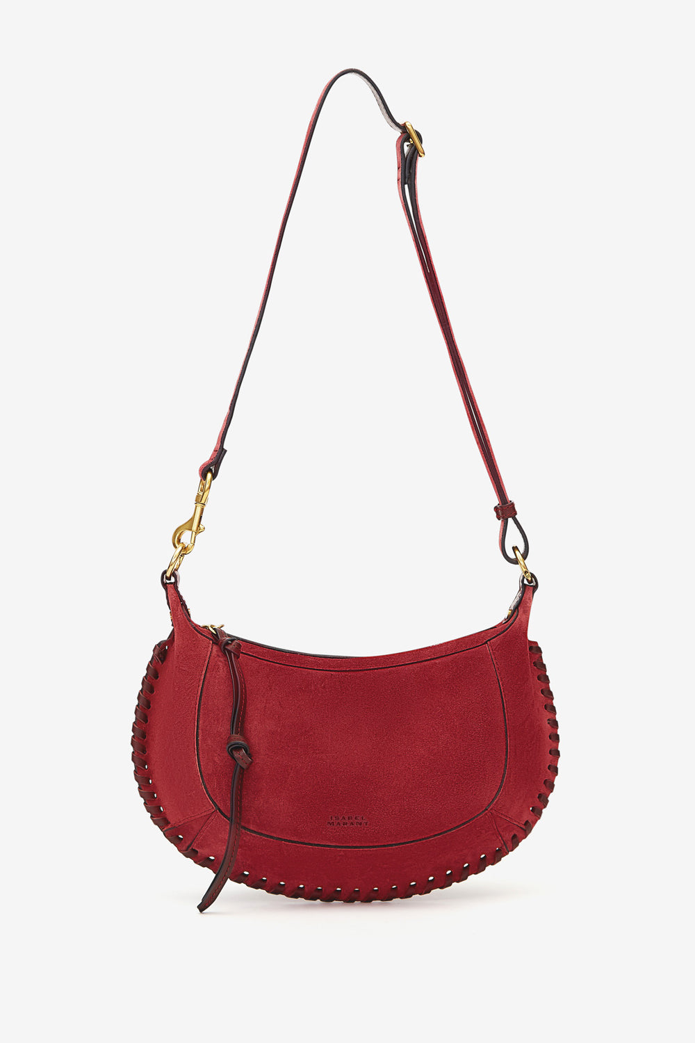 Schultertasche oskan moon aus geflochtenem kalbs-veloursleder - Berry - Woman - 5